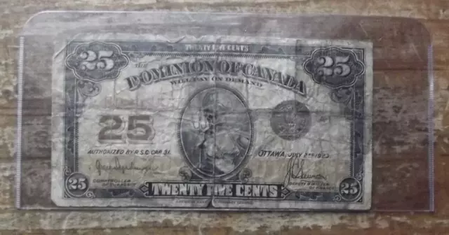 1923 Dominion Of Canada 25 Cent Note (Shinplaster) Lot Vmm