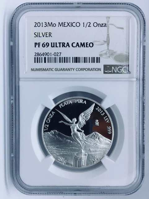 Mexico LIBERTAD 1/2 oz Silver 2013 PROOF -NGC PF69- RARE! Low Mintage:3000