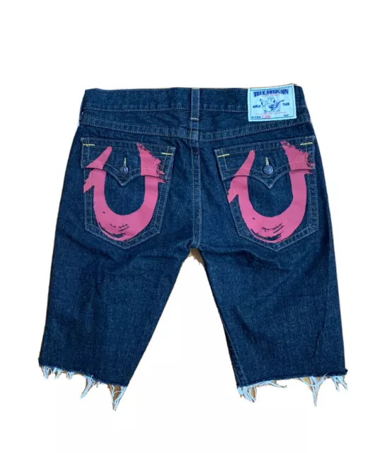VTG True Religion FLARE Men’s Sz 36 Dark Wash Distressed Denim Jean Shorts RARE VTG True Religion FLARE Men’s Sz 36 Dark Wash Distressed Denim Jean Shorts RARE
