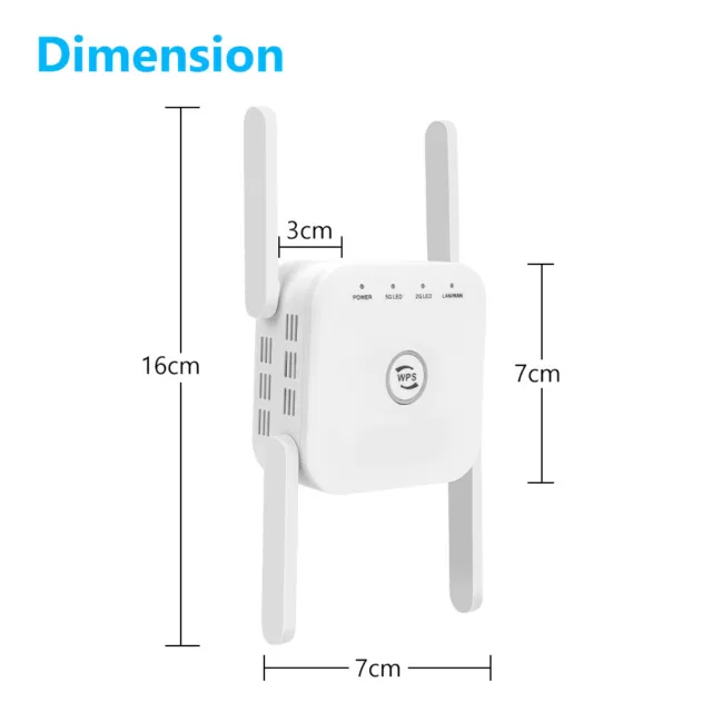 1200Mbps Dual Band Wireless WiFi Extender Repeater Router Range Signal Booster 2