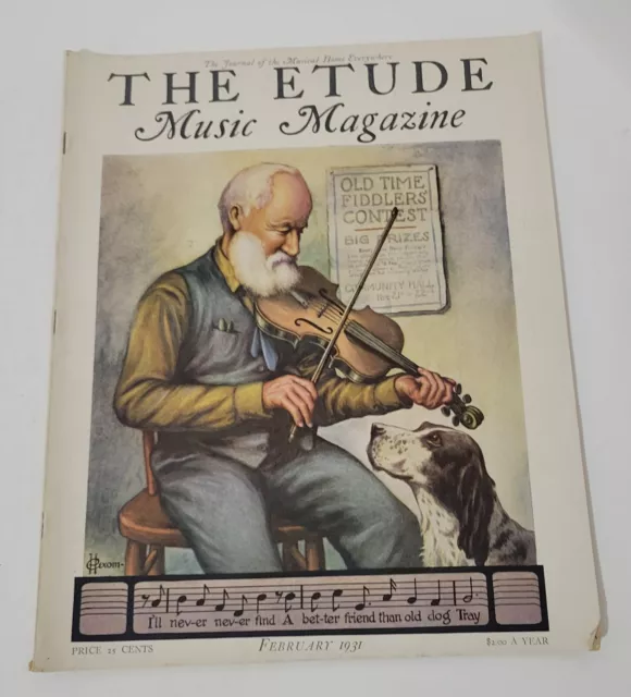 February 1931 THE ETUDE MUSIC MAGAZINE old timers fiddlers Contest Vtg