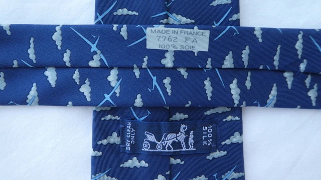 Cravate Hermès 100% Soie - Bleu Clair / Bordeaux - Occasion Bon état + Boîte