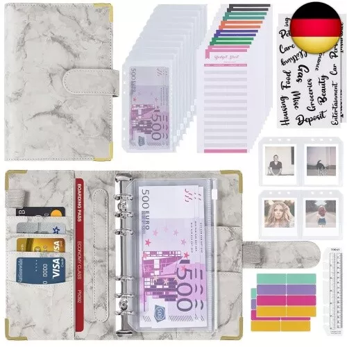 Budget Planner Budget Binder A6 Cash Stuffing Umschlagmethode Pu-Leder Ringbuch