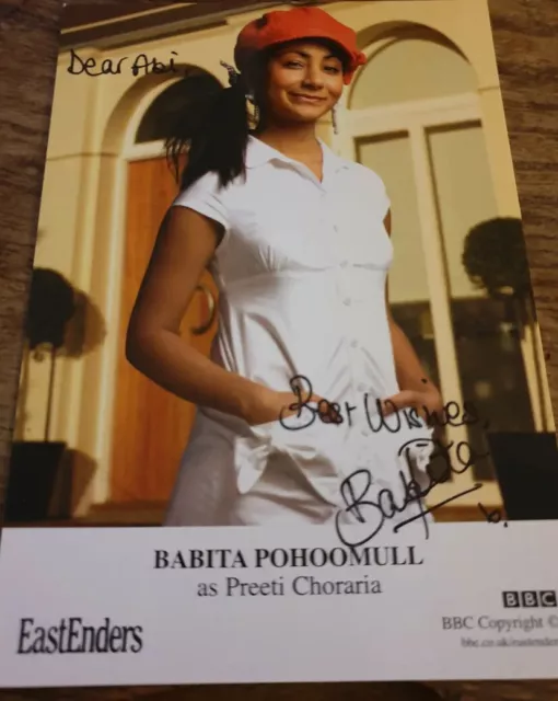 BBC EastEnders Preeti Choraria Hand Signed Cast Card Babita Pohoomull Autograph