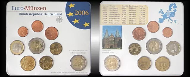 Offizieller EURO KMS BRD DEUTSCHLAND 2006 mit 2 EUR Holstentor Prägung -D-