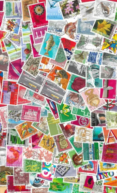 100 verschiedene gestempelte Briefmarken aus Schweiz (II)