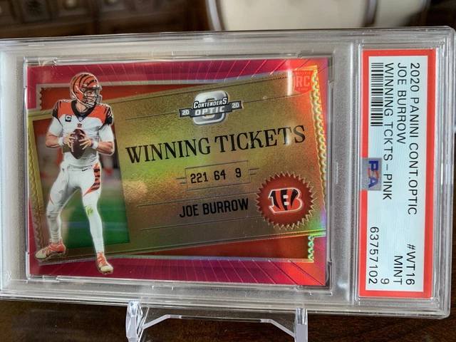 2020 Contenders Optic Joe Burrow Winning Tickets Pink RC 47/75 PSA 9 MT SP🔥📈