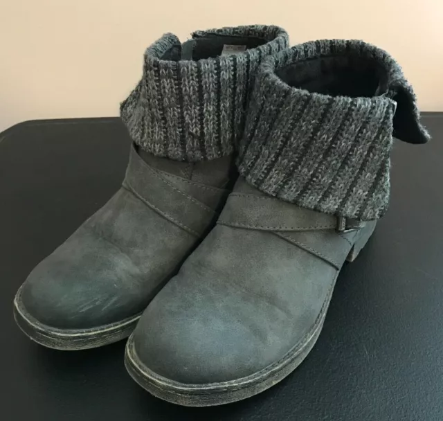 Women's Rocket Dog Gray Ankle Boots Sweater Cuff Size 7.5