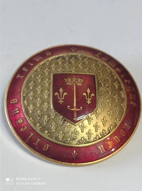 Ancien bouton émaillé de collection, jeanne d'arc