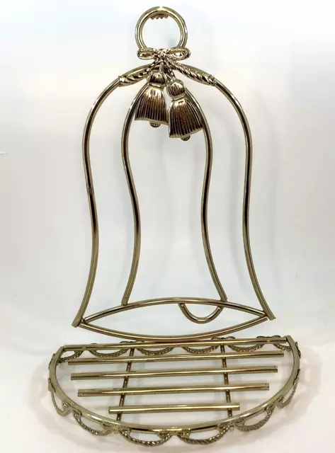 Vtg. Home Interiors Christmas Bell Shaped Twisted Metal Rope Wall Shelf Decor