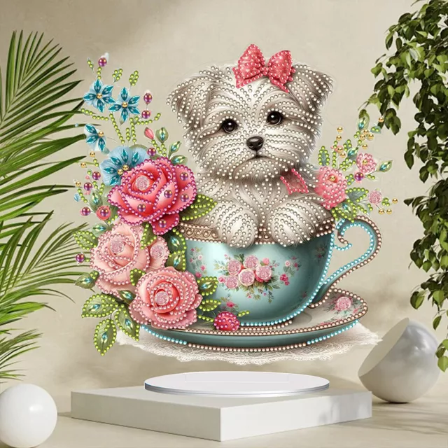 Teacup Puppy Special Shaped Diamond Painting Tabletop Ornaments Kit Colorful 2