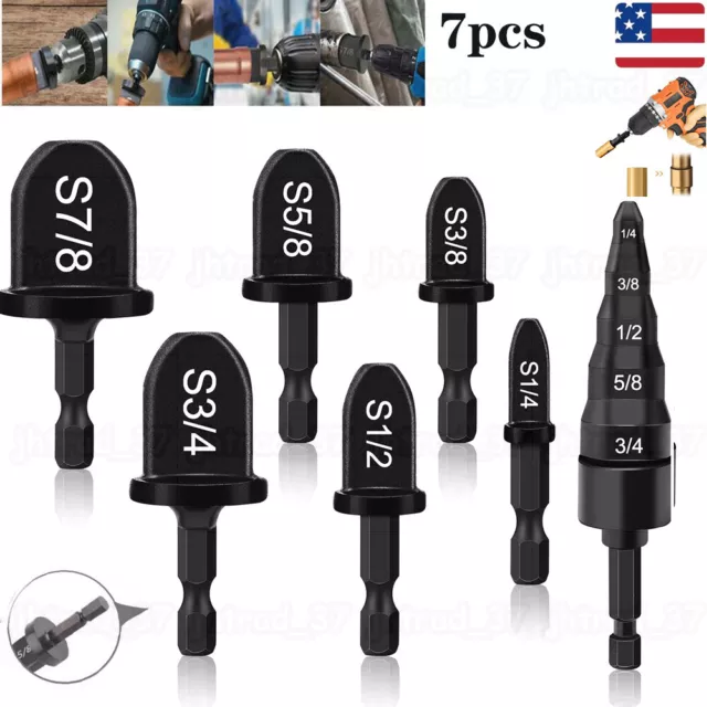 7pc Swaging Tool Drill Bit Set Air Conditioner Copper Pipe Flaring Tube Expander