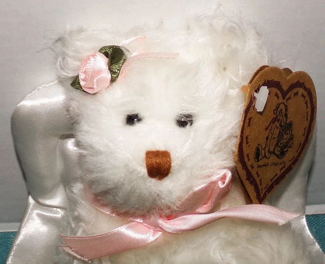 1999 Heartfelt Collectibles 9" Fully Jointed Off-White Plush Cloudy Angel Bear
