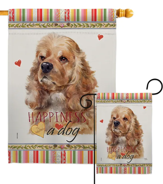 Cocker Spaniel Happiness Garden Flag Animals Dog Decorative Yard House Banner