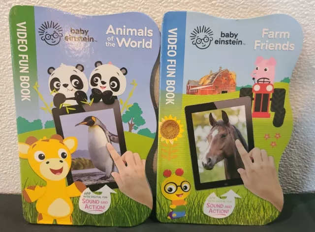 Baby Einstein Animals of the World & Farm  Friends Board Books - New Lot (2)