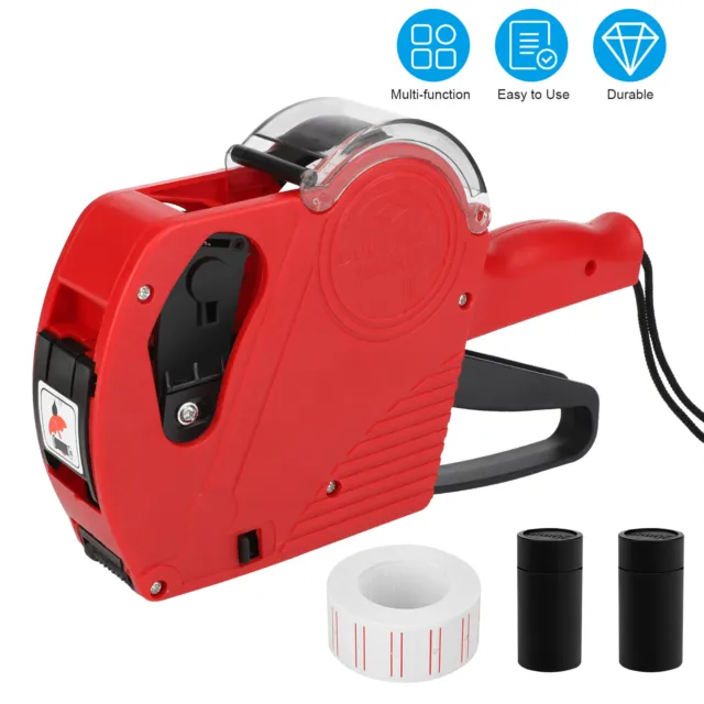 MX-5500 8 Digits EOS Price Tag Gun Labeler w/ White Red Lines Sticker Labels Ink