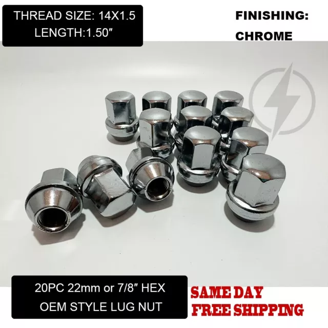 2015-Newer Fits Ford Mustang Ecoboost Chrome 14x1.5 OEM Factory Style Lug Nut 20