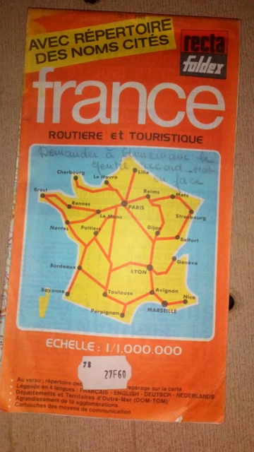 Ancienne carte routière et touristique de france recta foldex