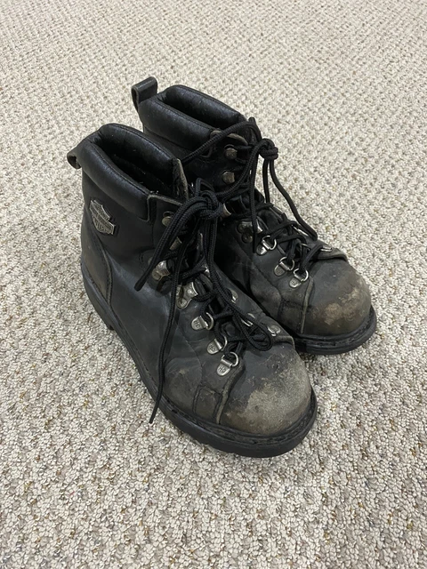 Harley Davidson Women's Size 7 Black Steel Toe Biker Boots Used