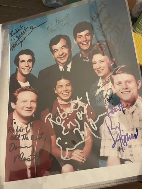 Happy Days Cast Signed 8x10 Photo Ron Howard Tom Bosley Erin Moran Winkler RARE!
