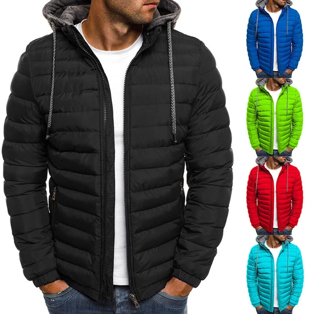 Men's Winter Warm Hooded Quilted Padded Coat Bubble Puffer Jacket Tops Outwear