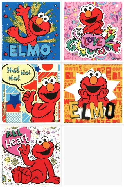 SESAME STREET ELMO Stickers x 5 - Elmo Stickers - Birthday Party ...
