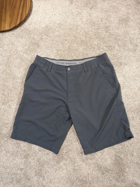 Under Armour Cargo Short Mens 40 Loose Heatgear Dark Gray Casual Stretch Zip