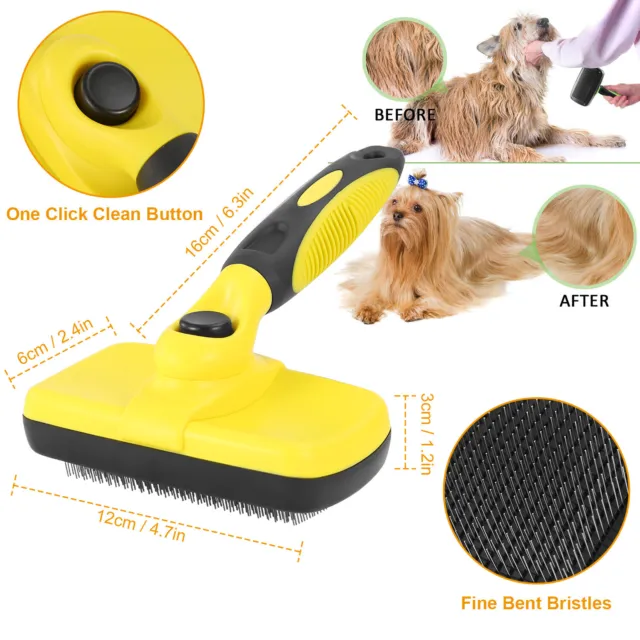 Self Cleaning Slicker Brush Dogs Cat Pets Hair Grooming Remover Shedding Tools 6