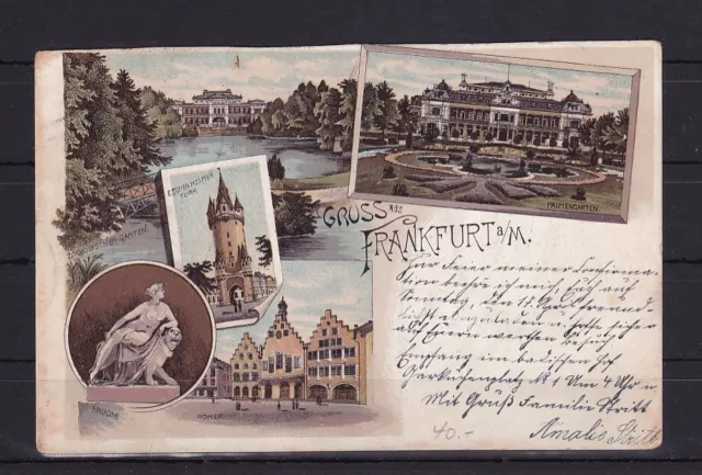 Privatpost / Stadtpost Frankfurt/Main 2 Pf. auf Ansichtskarte, 1898 #1049955