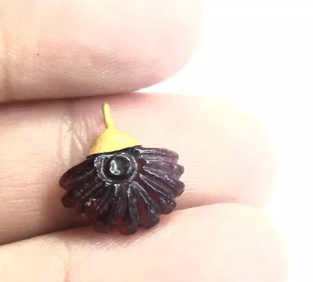 Fine Ancient Roman Garnet Shell Figure Miniature Solid 22k Gold Bead Pendant
