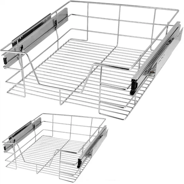 CASARIA® 2x Telescopic Pull-Out Basket Drawers For 500mm Kitchen Units 25kg Load