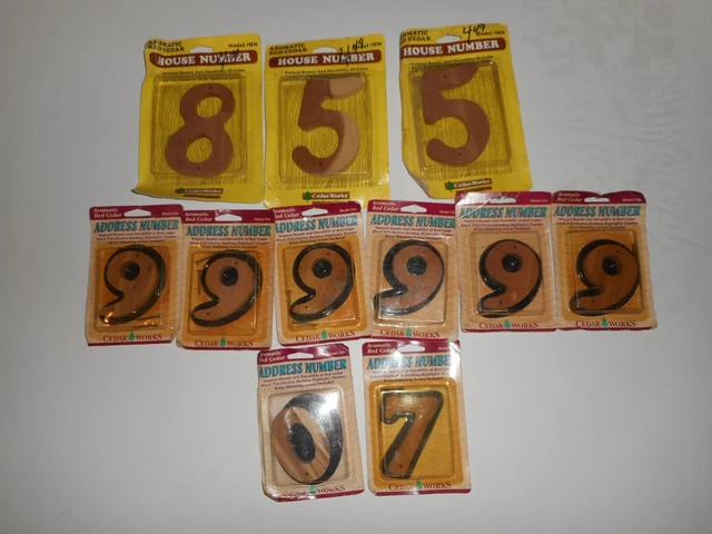 Vintage Cedar House Address Numbers lot of 11 by Cedar Works - See photos -