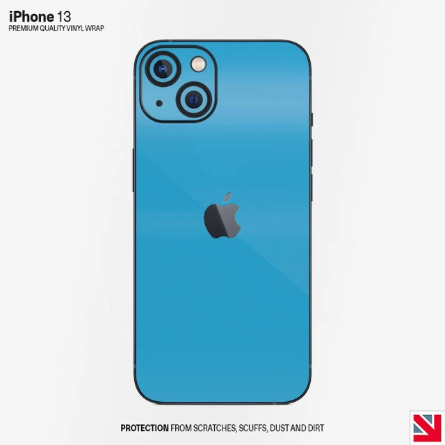 BLU CIELO lucido iPhone 13 pelle decalcomania adesivo vinile avvolgente