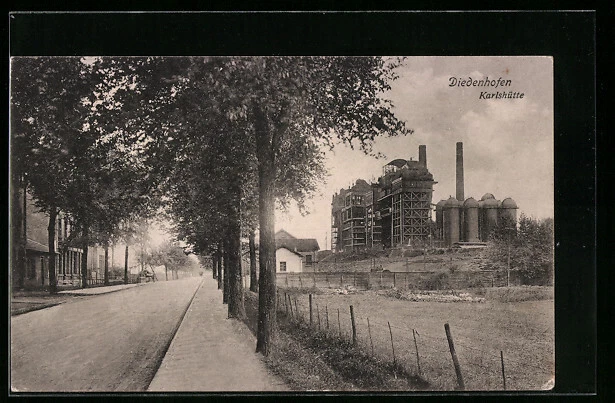 CPA Diedenhofen, vue de la rue avec Karlshütte