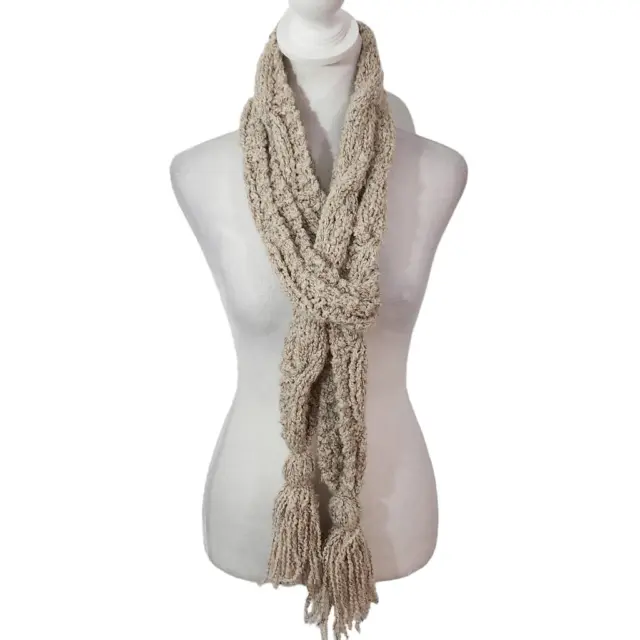 Cream Marbled Cable Knit Scarf