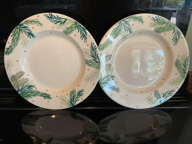 Emma Bridgewater Spruce 10 1/2 Inch Dinner Plates New 2nds Christmas