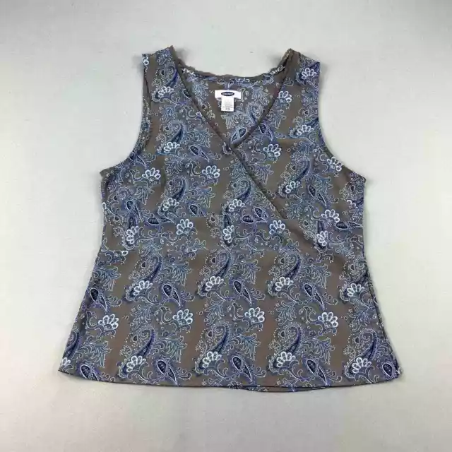 Vintage Paisley Tank Top Shirt Womens Large Brown Blue Old Navy Boho Indie y2k