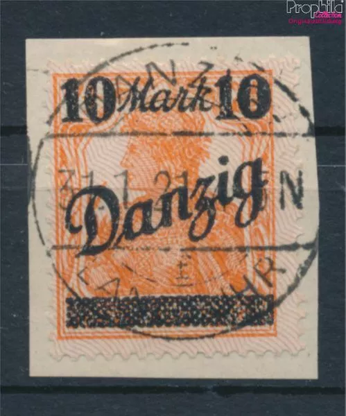 Briefmarken Danzig 1920 Mi 46II, Unterdruckspitzen nach unten Gefälligkei (10128