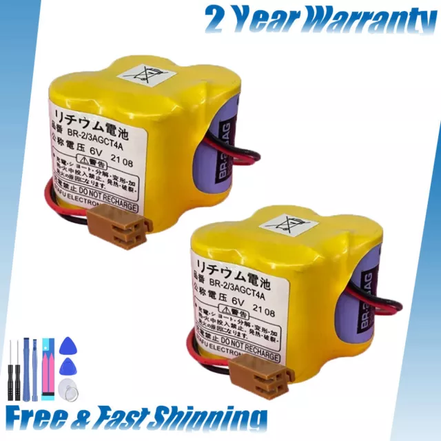 2pcs BR-2/3AGCT4A 6V PLC Battery For FANUC A98L-0031-0025 CNC System with Plug