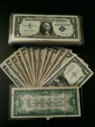 ✯One Dollar Note ✯ $1 Silver Certificate ✯ Bill Blue US Currency✯ 3