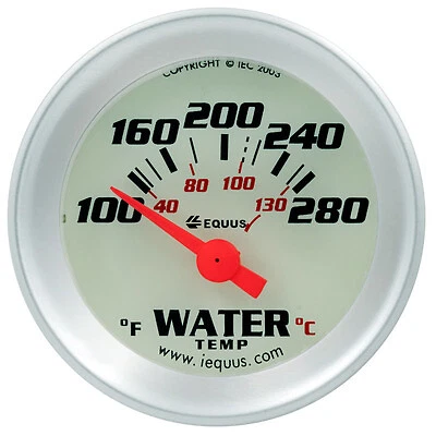 Equus 1-1/2 Dia Water Temp Gauge Silver 100-280 - E8162