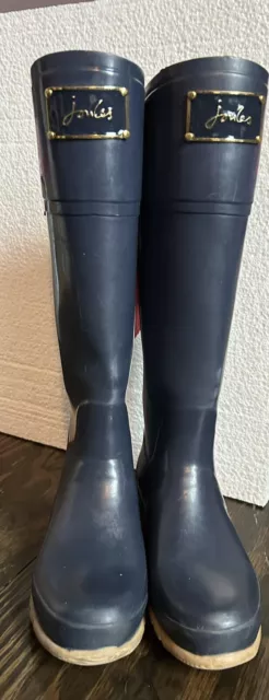 Joules Evedon Navy Blue Tall Rain Boots Size 8