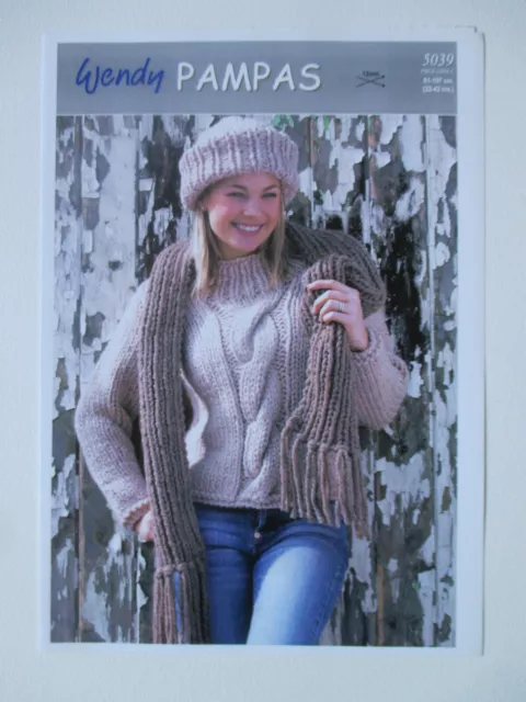 Motif Tricot Wendy 5039 Pull, Chapeau Et Écharpe Femmes À Manches Longues 32 - 42"