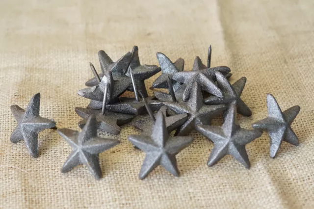 25 Star Nails Cast Iron 2" Inch Tacks Rustic Western Clavo Flag Crafting Accent
