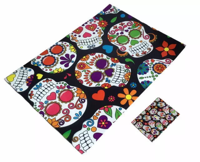 Mexican Sugar Skull Wrapping Paper & Tag Halloween Day Of The Dead Gift Wrap New