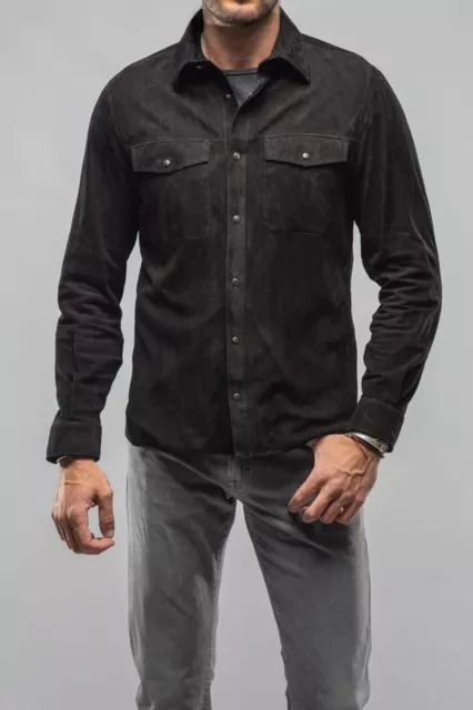 Mens Black Suede Leather Jacket Cum Shirt Pure Custom Made Taille XS SML XL 2XL