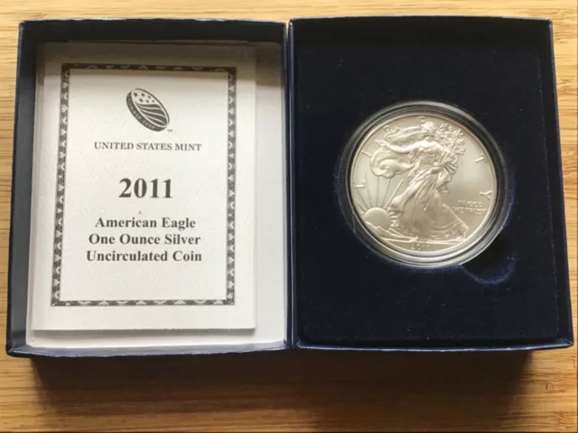 2011 W American Silver Eagle Dollar Coin With OGP & COA Burnished