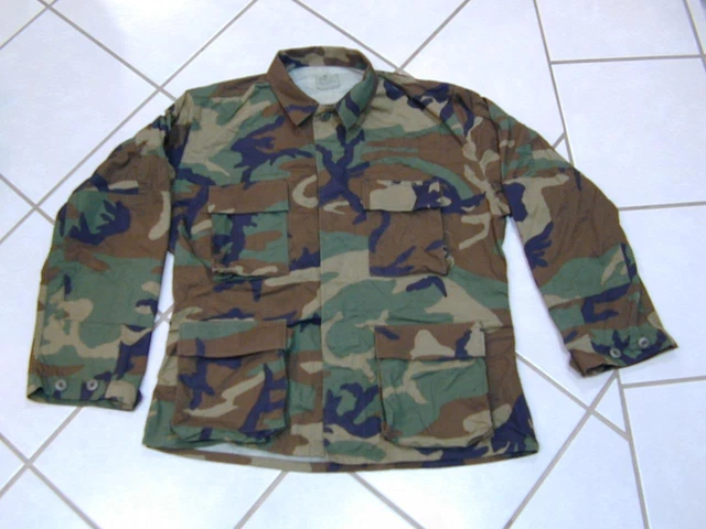 VINTAGE 90s WOODLAND CAMO COAT JACKET MILITARY COMBAT MENS MED ARCHERY HUNTING