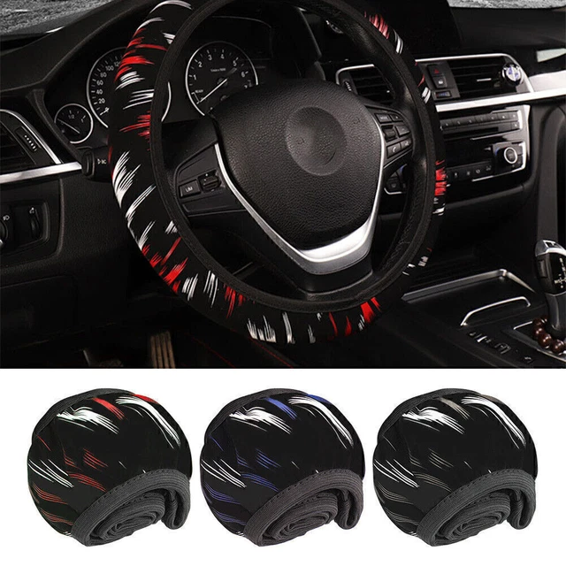 Gray Steering Wheel Cover For 15"/37-38CM PU Leather Good Grip Car Accessories