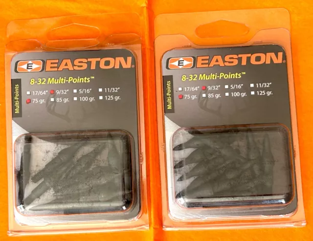 2 Dozen Easton Multi Target Arrow Points - 9/32"  75 Gr. - Black Points